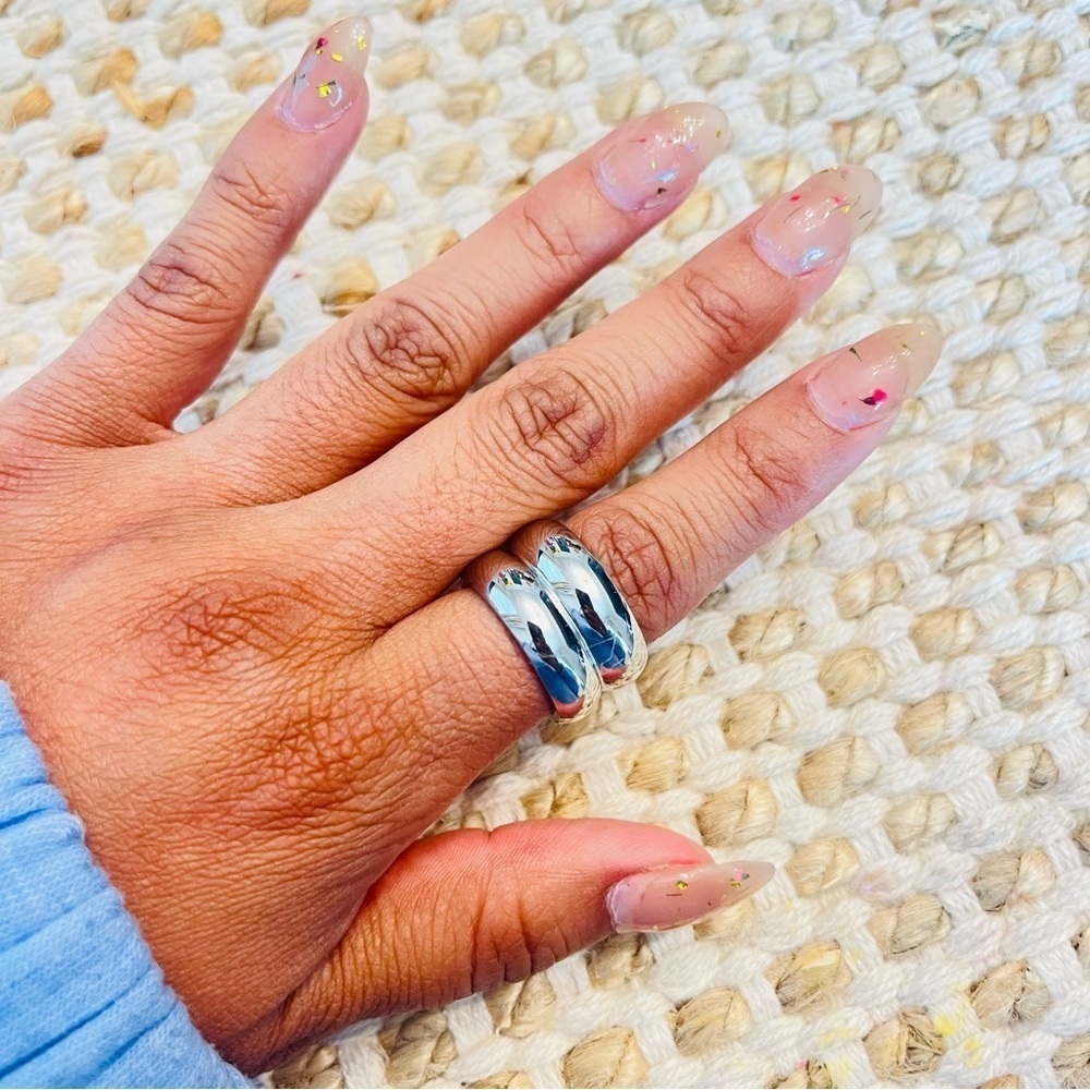 Elegant Silver double puffy Ring